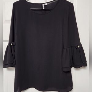 Elle Black Blouse with Bell Sleeves